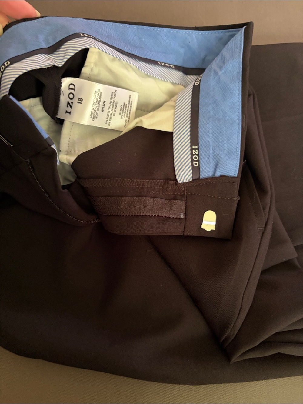 Izod Boys Black Dress Pants with Blue Waist Trim